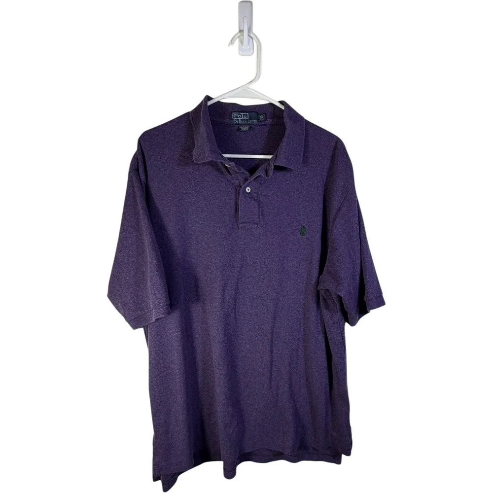 Polo Ralph Lauren Purple Mesh Polo Shirt Pony Logo LT Large Tall Cotton